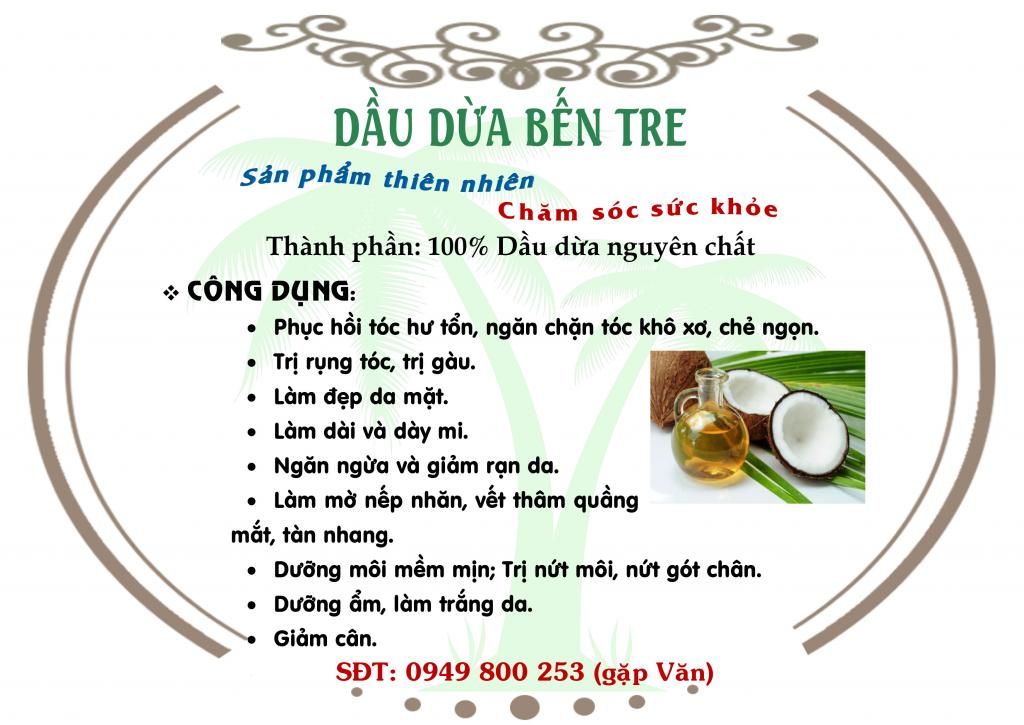 Dầu dừa thiên nhiên nguyên chất Bến Tre- giao hàng tận nơi - 2