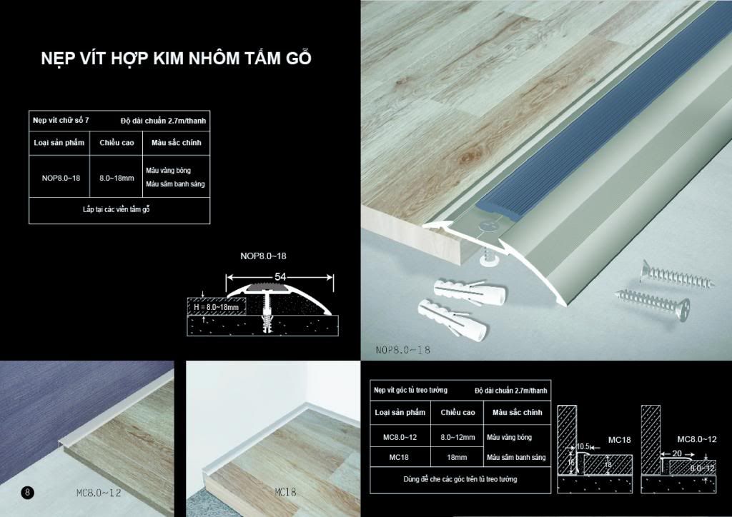 nẹp nhôm, nẹp chữ T, nẹp inox chữ T,Nẹp chống trơn, nẹp chỉ ,nẹp thảm, nẹp góc - 2