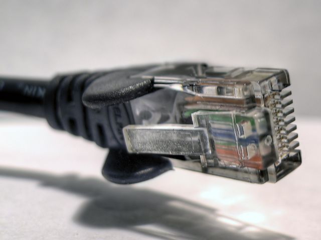 an ethernet jack and cable