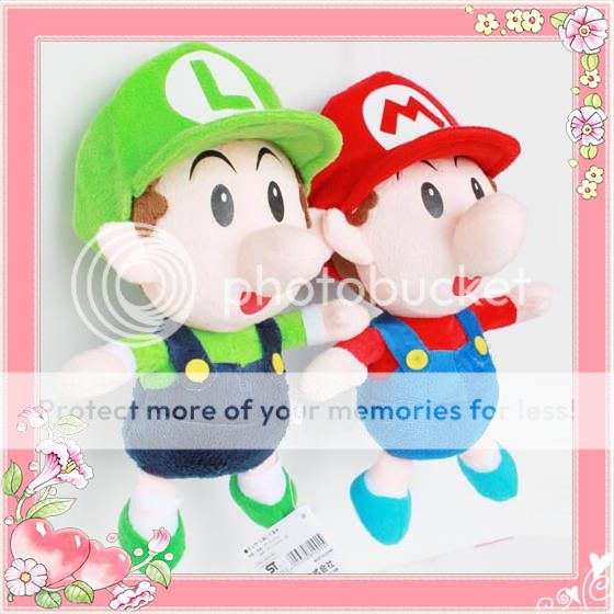 2X Nintendo Game Super Mario Brothers Bro Plush Toy Baby Mario & Luigi 
