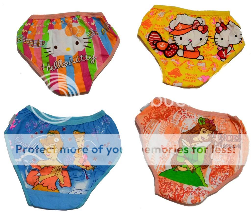 New Cute Baby Girl Hello Kity Princes Panties Briefs Bloomer Diaper Cover 4 Lot